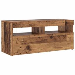 Berkfield Home TV Cabinet with LED Lights Old Wood 90x35x40 cm Engineered Wood in Brown - Size: 90 x 35 x 40 cm - thumbnail 7