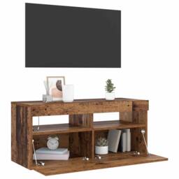 Berkfield Home TV Cabinet with LED Lights Old Wood 90x35x40 cm Engineered Wood in Brown - Size: 90 x 35 x 40 cm - thumbnail 5