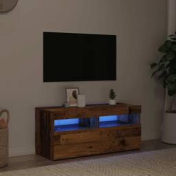 Berkfield Home TV Cabinet with LED Lights Old Wood 90x35x40 cm Engineered Wood in Brown - Size: 90 x 35 x 40 cm - thumbnail 1