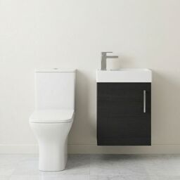 Balterley Wall Hung Vanity, Toilet, Cistern, Seat & Tap - Charcoal Black/Chrome in Grey - thumbnail 8