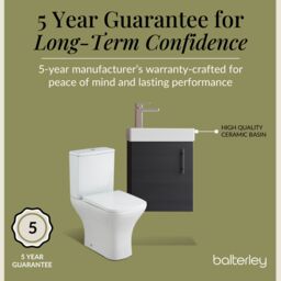 Balterley Wall Hung Vanity, Toilet, Cistern, Seat & Tap - Charcoal Black/Chrome in Grey - thumbnail 6