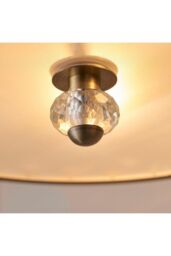 Netlighting Hudson 3 Light Flush Ceiling Light Antique Brass Crystal E27 in Gold - thumbnail 3