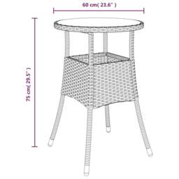 Berkfield Home Garden Table Ã˜60x75 cm Tempered Glass & Poly Rattan Beige - Size: 60x75 cm - thumbnail 6