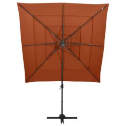 Berkfield Home 4-Tier Parasol with Aluminium Pole Terracotta 250x250 cm in Brown - thumbnail 2