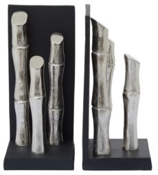Orsina Hiba Set Of Two Silver Finish Bamboo Effect Bookends - thumbnail 1