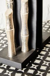 Orsina Hiba Set Of Two Silver Finish Bamboo Effect Bookends - thumbnail 3