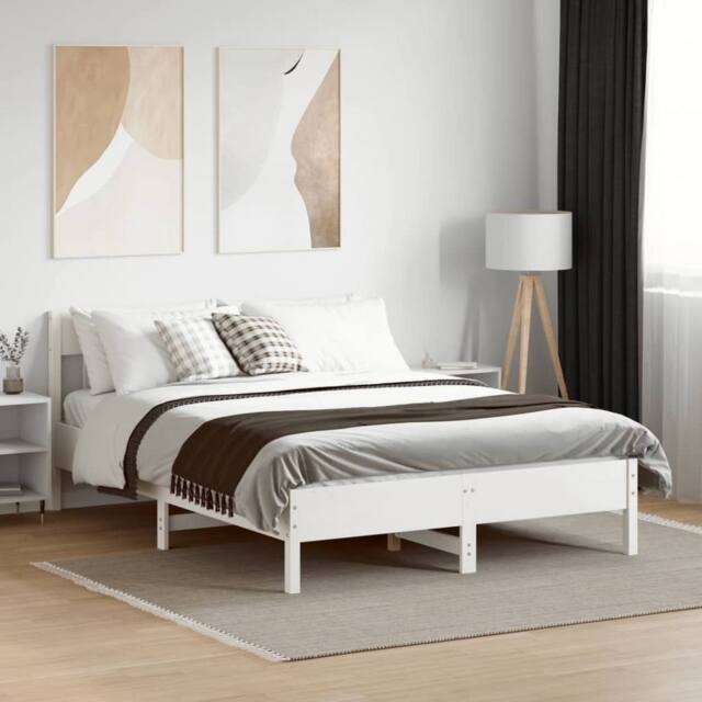 Berkfield Home Beautiful Bed Frame without Mattress White 150x200 cm King Size S - image 1