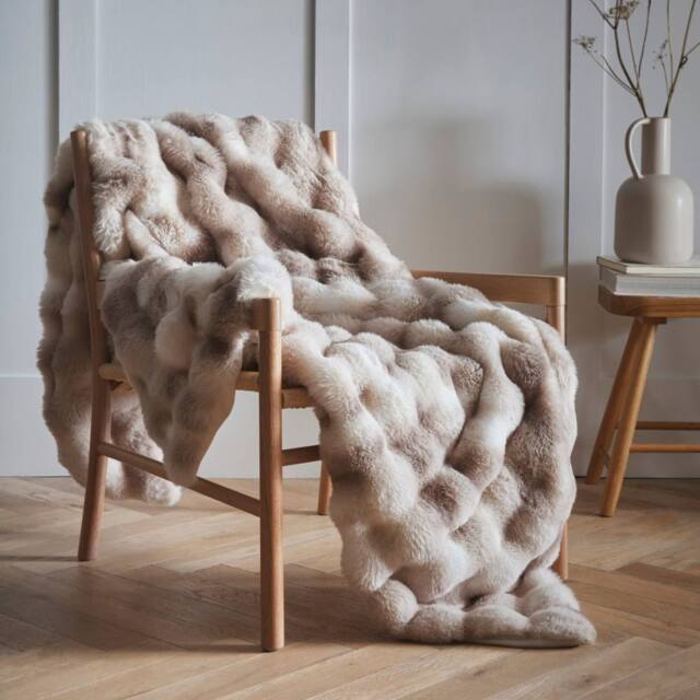Portfolio Home Oslo Fluffy Throwover Bed Throw Blanket 150 x 200cm in Taupe - Size: 150 cm × 200 cm - image 1