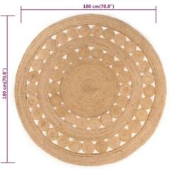 Berkfield Home Area Rug Braided Design Jute 180 cm Round in Beige - Size: 100 cm diameter - thumbnail 6