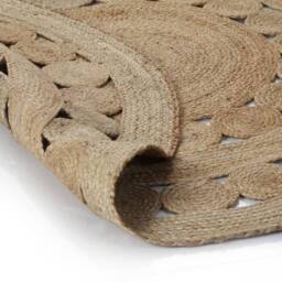 Berkfield Home Area Rug Braided Design Jute 180 cm Round in Beige - Size: 100 cm diameter - thumbnail 1