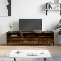 Berkfield Home TV Cabinet Smoked Oak 150x30x44.5 cm Engineered Wood in Brown - thumbnail 2