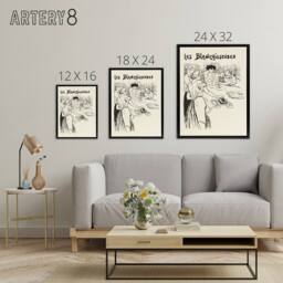 "Artery8 The Washerwomen Black White Illustration Steinlen Framed Canvas Art - Size: W12"" x H16""" - thumbnail 4