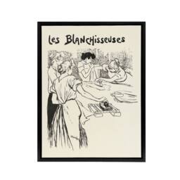 "Artery8 The Washerwomen Black White Illustration Steinlen Framed Canvas Art - Size: W12"" x H16""" - thumbnail 1