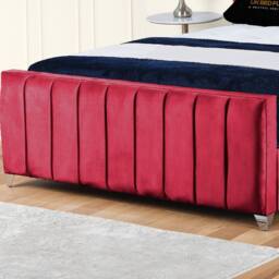 UK Bed Furniture Empire Winged Slatted Base Upholstered Bed with 48 Inch Headboard in Maroon - Size: Double - thumbnail 3