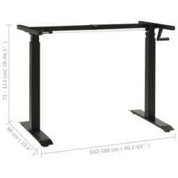 Berkfield Home Manual Height Adjustable Standing Desk Frame Hand Crank Black - thumbnail 8
