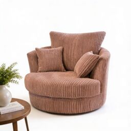 Furniture 786 Jumbo Cord Swivel Chair in Camel - thumbnail 2
