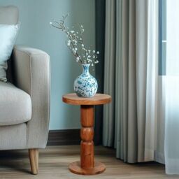 IH Design Jaipur Acacia Wood Freestanding Side Table in Brown - thumbnail 1