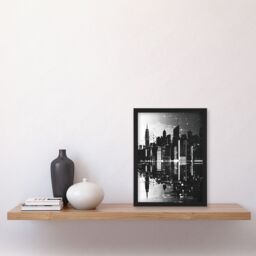 "Artery8 Metropolis Cityscape Reflection Black White Framed Art Print - Size: W12"" x H16""" - thumbnail 4