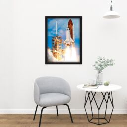 "Artery8 Wall Art Print Space NASA Shuttle Discovery Rocket Launch Photo Large Framed Wall Décor Art in White - Size: W18"" x H24""" - thumbnail 2