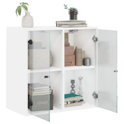 Berkfield Home Wall Cabinet with Glass Doors White 68x37x68.5 cm - thumbnail 5