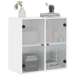 Berkfield Home Wall Cabinet with Glass Doors White 68x37x68.5 cm - thumbnail 4