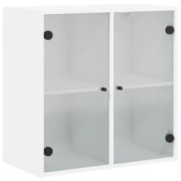 Berkfield Home Wall Cabinet with Glass Doors White 68x37x68.5 cm - thumbnail 2