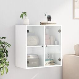 Berkfield Home Wall Cabinet with Glass Doors White 68x37x68.5 cm - thumbnail 3