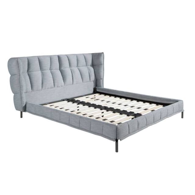 Angel Cerda Light Bluish-Grey Fabric Double Bed (Model ) Tufted in Grey - image 1