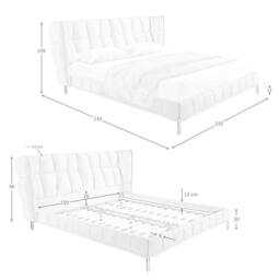 Angel Cerda Light Bluish-Grey Fabric Double Bed (Model ) Tufted in Grey - thumbnail 8
