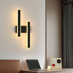Pheashine Modern 2-Light LED Wall Lamp 32W 3000K Warm White in Black - thumbnail 2