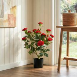 EONLION 65cm Artificial Camellia Flower Plant in Red - Size: 100 cm