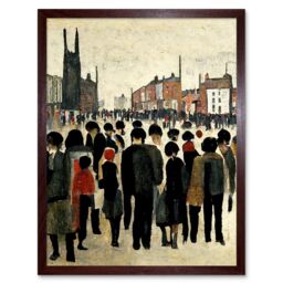 "Artery8 Wall Art Print 1940 Mid Century Industrial Northern Crowds In Street Cityscape Art Framed in Brown - Size: W12"" x H16""" - thumbnail 1
