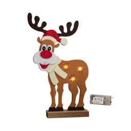 Samuel Alexander Premier 32cm Felt Reindeer with Santa Hat & 3 Warm White LED in Brown - thumbnail 9