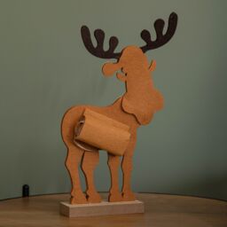 Samuel Alexander Premier 32cm Felt Reindeer with Santa Hat & 3 Warm White LED in Brown - thumbnail 3