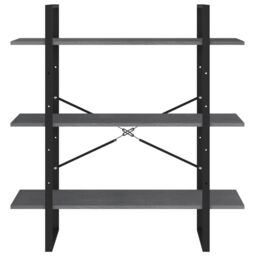 Berkfield Home 3-Tier Book Cabinet Grey 100x30x105 cm Solid Pine Wood - Size: 100 x 30 x 105 cm - thumbnail 5