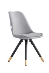 Life Interiors Single Sofia Ergonomic Modern Dining Chair Upholstered in Velvet, Metal Legs with Gold End Caps in Light Grey - thumbnail 1