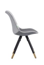 Life Interiors Single Sofia Ergonomic Modern Dining Chair Upholstered in Velvet, Metal Legs with Gold End Caps in Light Grey - thumbnail 3