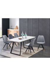 Life Interiors Single Sofia Ergonomic Modern Dining Chair Upholstered in Velvet, Metal Legs with Gold End Caps in Light Grey - thumbnail 7