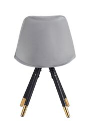 Life Interiors Single Sofia Ergonomic Modern Dining Chair Upholstered in Velvet, Metal Legs with Gold End Caps in Light Grey - thumbnail 4