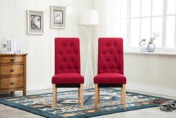 MCC Direct Set of 2 Top Scroll High Back Fabric Dining Chairs in Red - thumbnail 2