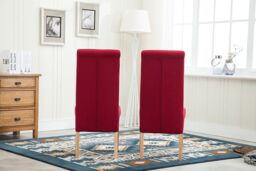MCC Direct Set of 2 Top Scroll High Back Fabric Dining Chairs in Red - thumbnail 4