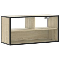 Berkfield Home TV Cabinet Sonoma Oak 80x31x39.5 cm Engineered Wood & Metal in Brown - thumbnail 2