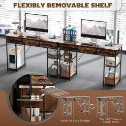 KORVIXA White Rustic Brown Computer Desk with Fabric Drawers - Size: 0.6m2 - thumbnail 5