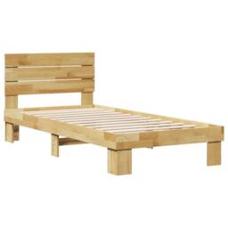 Berkfield Home Bed Frame with Headboard without Mattress 75x190 cm Solid Wood Oak in Brown - thumbnail 3