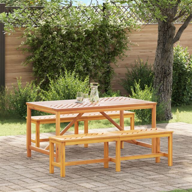Berkfield Home 3 Piece Garden Dining Set Solid Wood Acacia in Brown - image 1