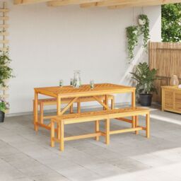 Berkfield Home 3 Piece Garden Dining Set Solid Wood Acacia in Brown - thumbnail 4