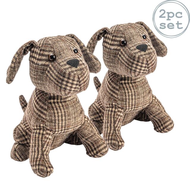 Nicola Spring Milo the Dog Door Stops - 19 x 26.5cm - Brown - Pack of 2 - Size: 19 x 26.5 cm - image 1