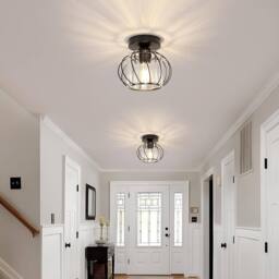 Goeco Crystal Ceiling Light, E27 Vintage Industrial Chandelier in Black - thumbnail 4