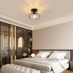 Goeco Crystal Ceiling Light, E27 Vintage Industrial Chandelier in Black - thumbnail 3