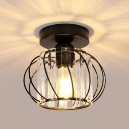 Goeco Crystal Ceiling Light, E27 Vintage Industrial Chandelier in Black - thumbnail 1